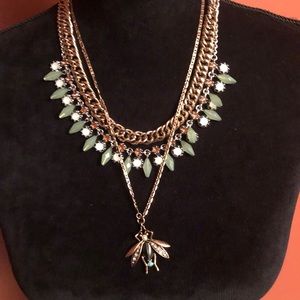 💚🦟 🪰 Convertible Layered Crystal Bug Necklace 🪳🐝 💚